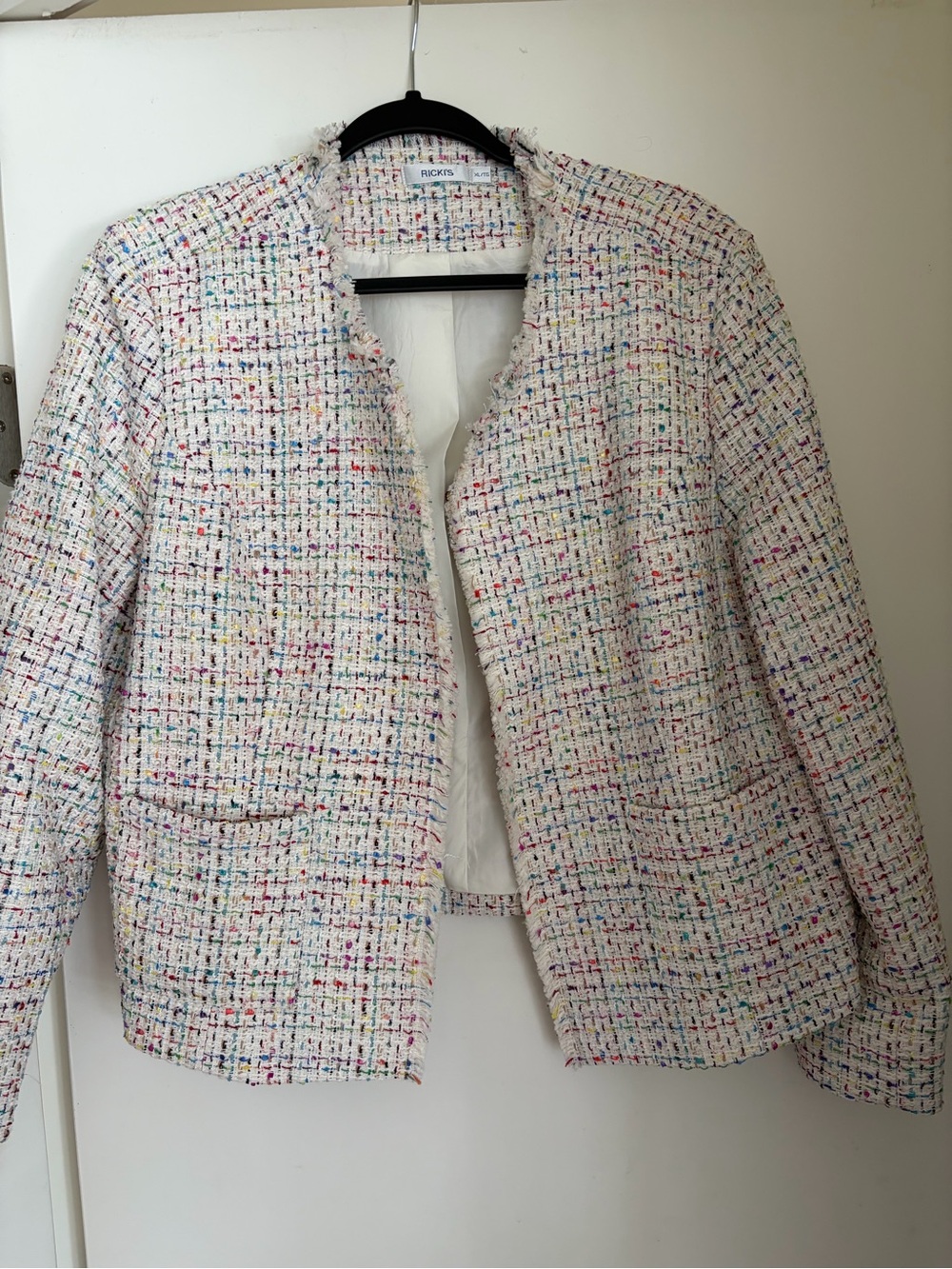 NWOT- Ricki's Cream Tweed Jacket with Multicolor Speckle